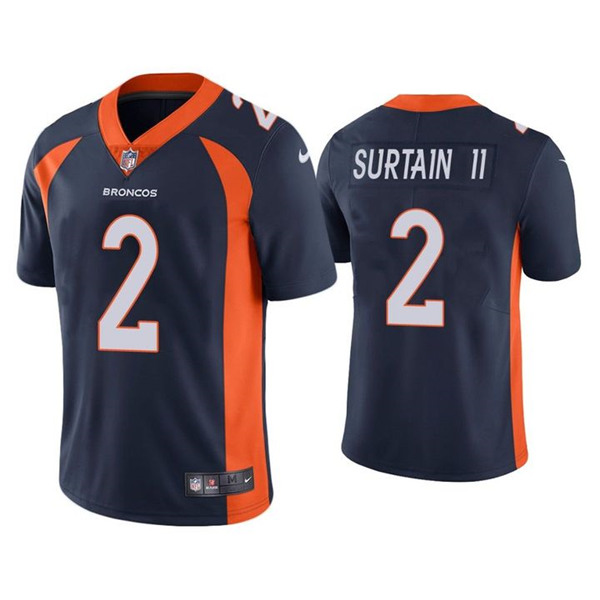 Women's Denver Broncos #2 Patrick Surtain II Navy Vapor Limited Stitched Jersey(Run Small)